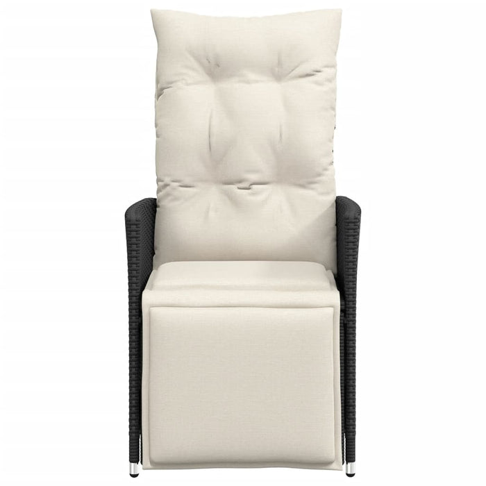 Reclining Garden Chair With Cushions Black Poly Rattan Tlplpk