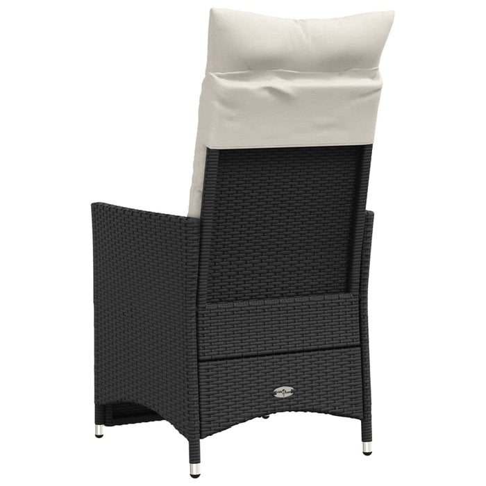 Reclining Garden Chair With Cushions Black Poly Rattan Tlplpk