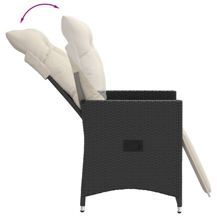 Reclining Garden Chair With Cushions Black Poly Rattan Tlplpk