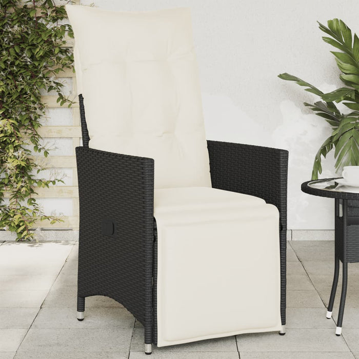 Reclining Garden Chair With Cushions Black Poly Rattan Tlplpk