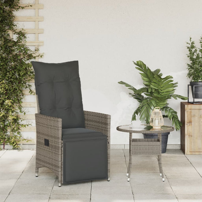 Reclining Garden Chair With Cushions Grey Poly Rattan Tlpllo