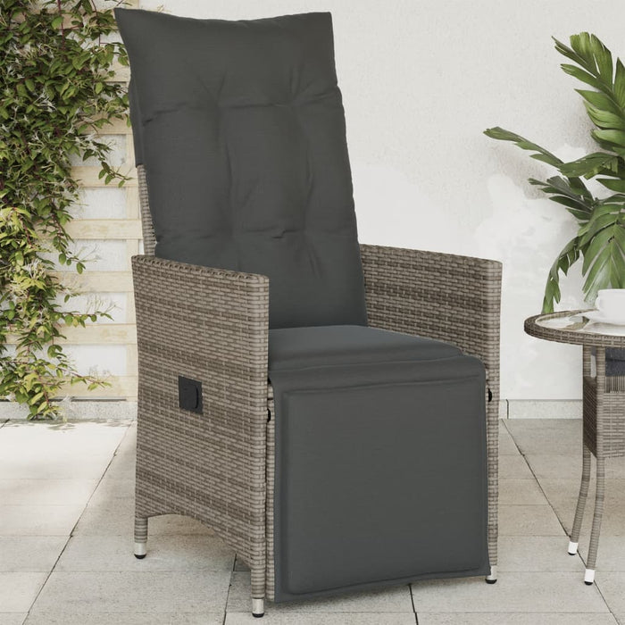 Reclining Garden Chair With Cushions Grey Poly Rattan Tlpllo