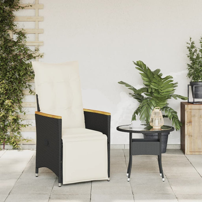 Reclining Garden Chair With Cushions Black Poly Rattan Tlplla