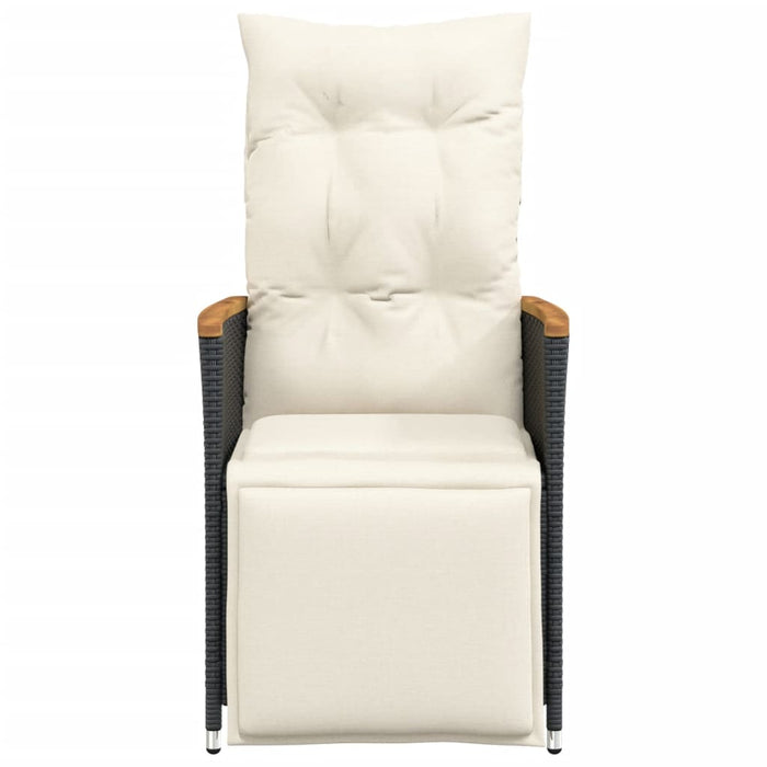 Reclining Garden Chair With Cushions Black Poly Rattan Tlplla