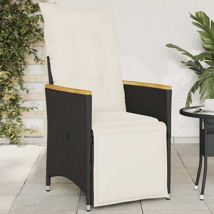 Reclining Garden Chair With Cushions Black Poly Rattan Tlplla