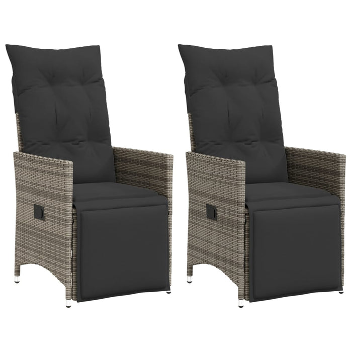 Reclining Garden Chairs 2 Pcs With Cushions Grey Poly Rattan Tlplln