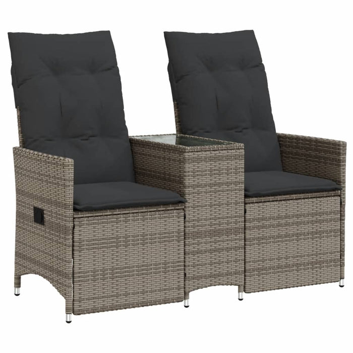 Reclining Garden Sofa 2-Seater With Table Grey Poly Rattan Tlpiox