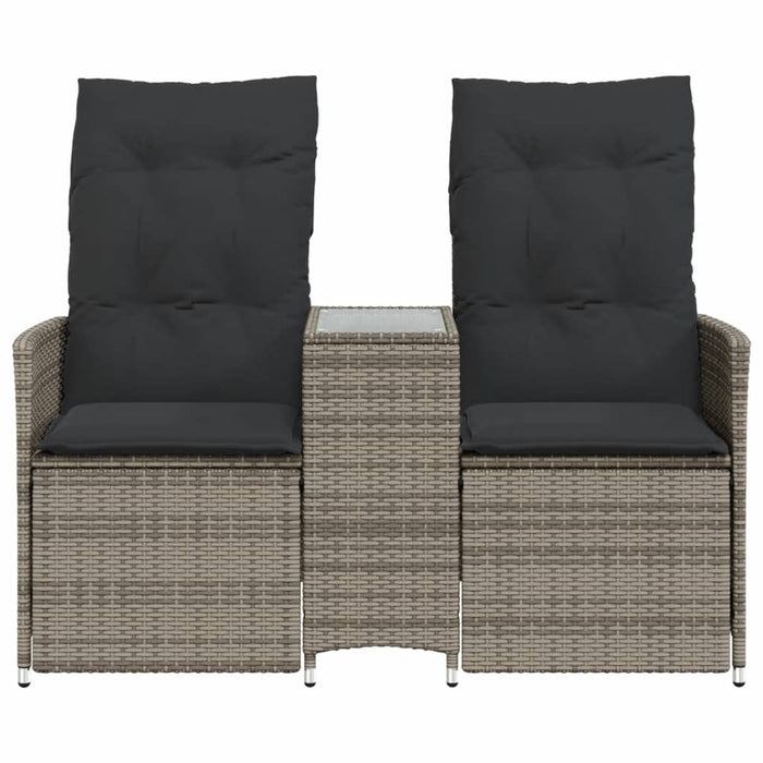 Reclining Garden Sofa 2-Seater With Table Grey Poly Rattan Tlpiox