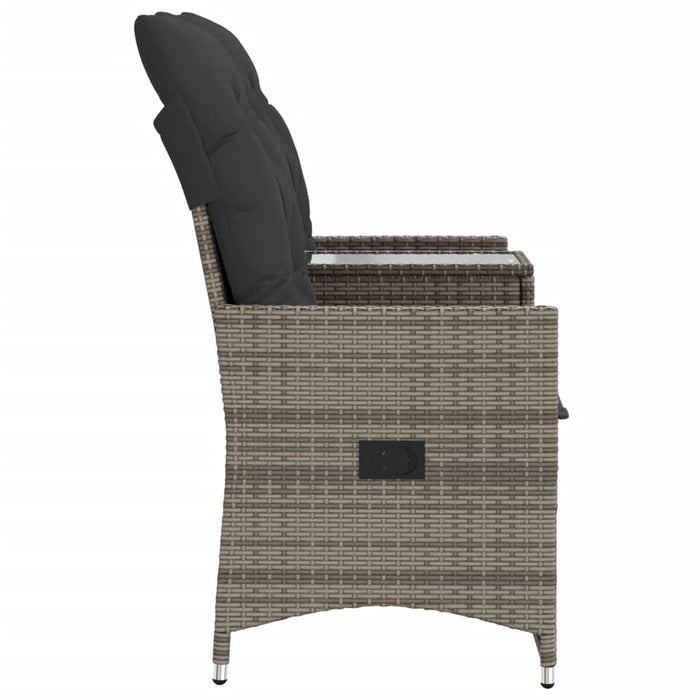 Reclining Garden Sofa 2-Seater With Table Grey Poly Rattan Tlpiox