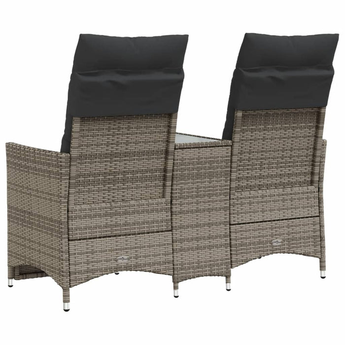 Reclining Garden Sofa 2-Seater With Table Grey Poly Rattan Tlpiox