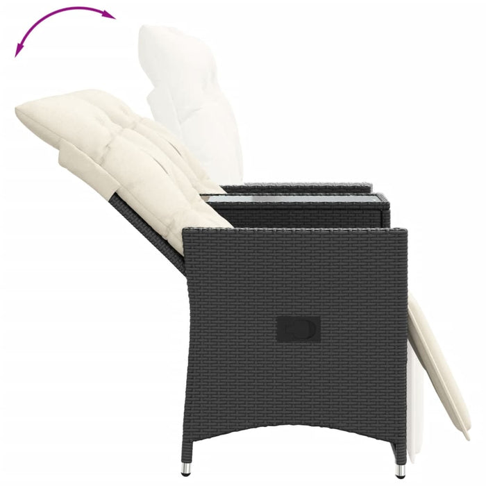 Reclining Garden Sofa 2-Seater With Table Black Poly Rattan Tlpiop