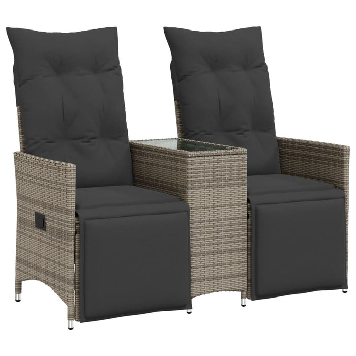 Reclining Garden Sofa 2-Seater With Table Grey Poly Rattan Tlpioi