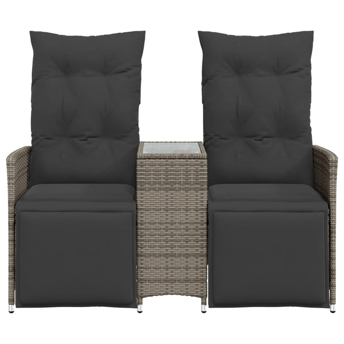 Reclining Garden Sofa 2-Seater With Table Grey Poly Rattan Tlpioi