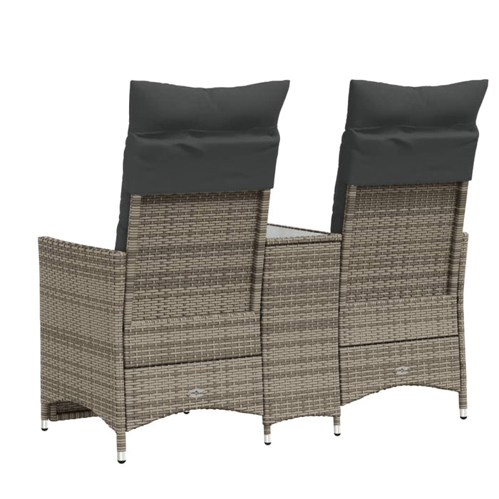 Reclining Garden Sofa 2-Seater With Table Grey Poly Rattan Tlpioi