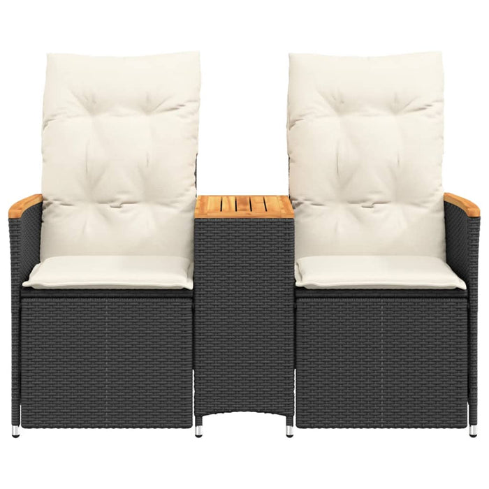 Reclining Garden Sofa 2-Seater With Table Black Poly Rattan Tlpixb