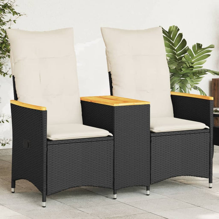 Reclining Garden Sofa 2-Seater With Table Black Poly Rattan Tlpixb
