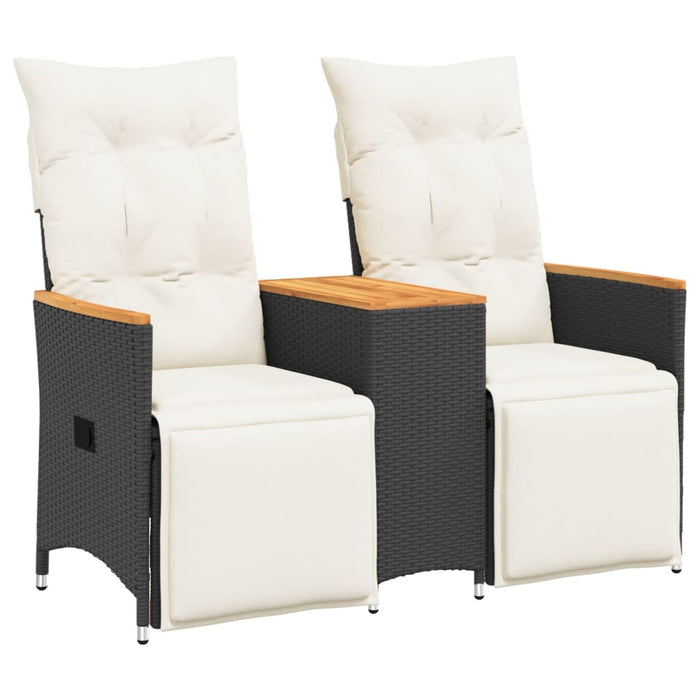Reclining Garden Sofa 2-Seater With Table Black Poly Rattan Tlpixx