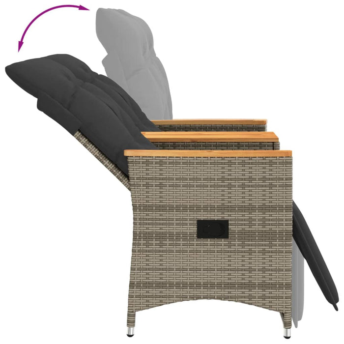 Reclining Garden Sofa 2-Seater With Table Grey Poly Rattan Tlpixt