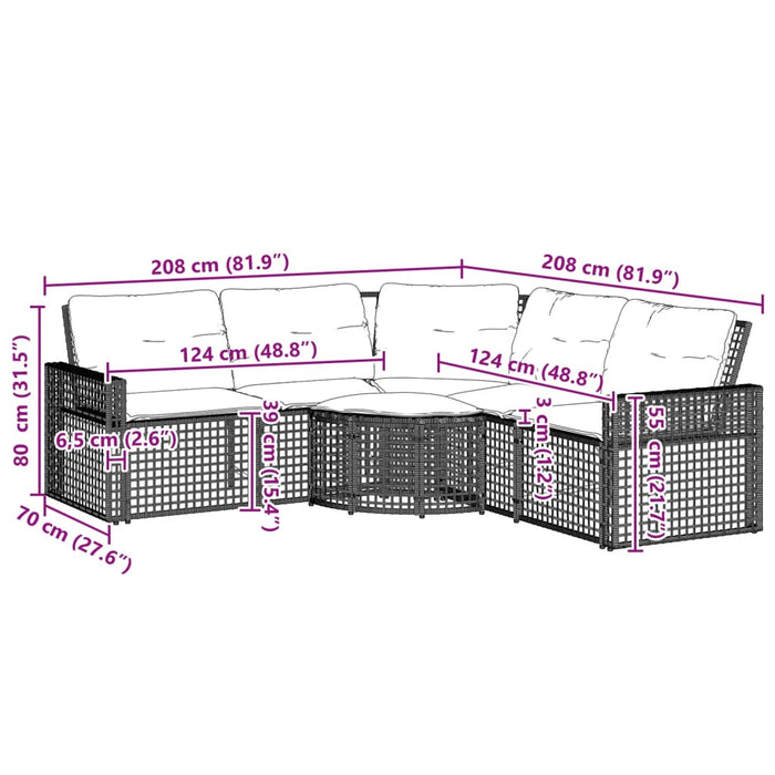 Garden Sofa With Cushions And Footstool L-Shaped Black Poly Rattan Tlpnkt