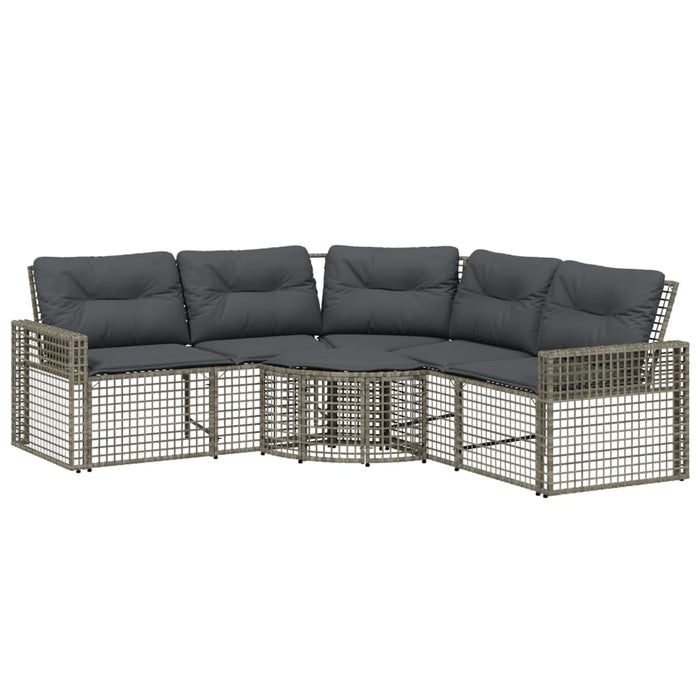 Garden Sofa With Cushions And Footstool L-Shaped Grey Poly Rattan Tlpnkp