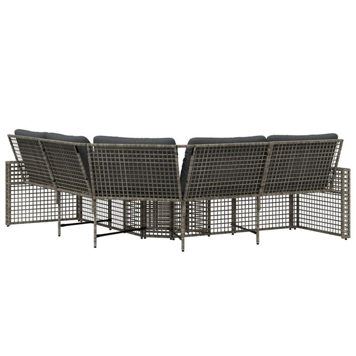 Garden Sofa With Cushions And Footstool L-Shaped Grey Poly Rattan Tlpnkp