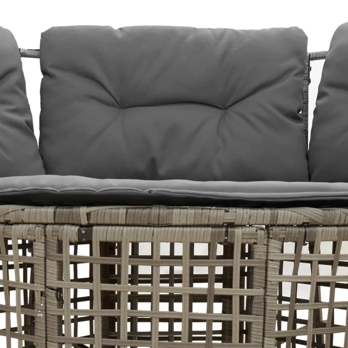 Garden Sofa With Cushions And Footstool L-Shaped Grey Poly Rattan Tlpnkp