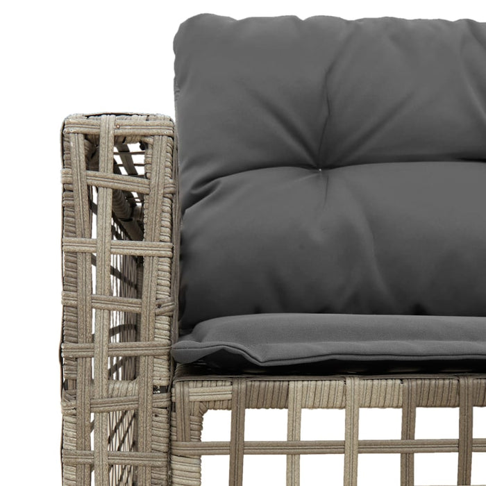 Garden Sofa With Cushions And Footstool L-Shaped Grey Poly Rattan Tlpnkp