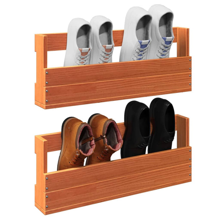 Wall-Mounted Shoe Racks 2 Pcs Wax Brown 59X8.5X23.5 Cm Solid Wood Pine Naaank