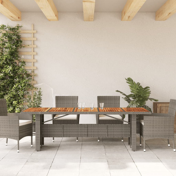 Garden Table With Acacia Wood Top Grey 240X90X75 Cm Poly Rattan Tlppkl