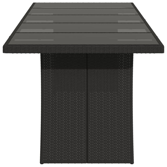 Garden Table With Glass Top Black 240X90X75 Cm Poly Rattan Tlppki