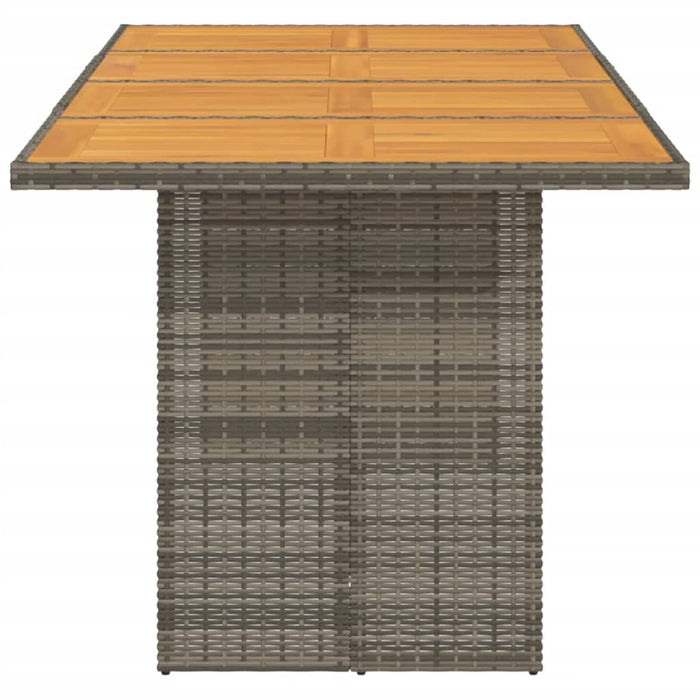 Garden Table With Acacia Wood Top Grey 190X80X75 Cm Poly Rattan Tlplbo