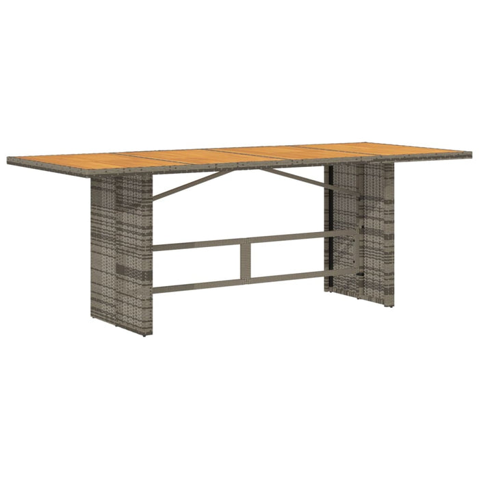 Garden Table With Acacia Wood Top Grey 190X80X75 Cm Poly Rattan Tlplbo