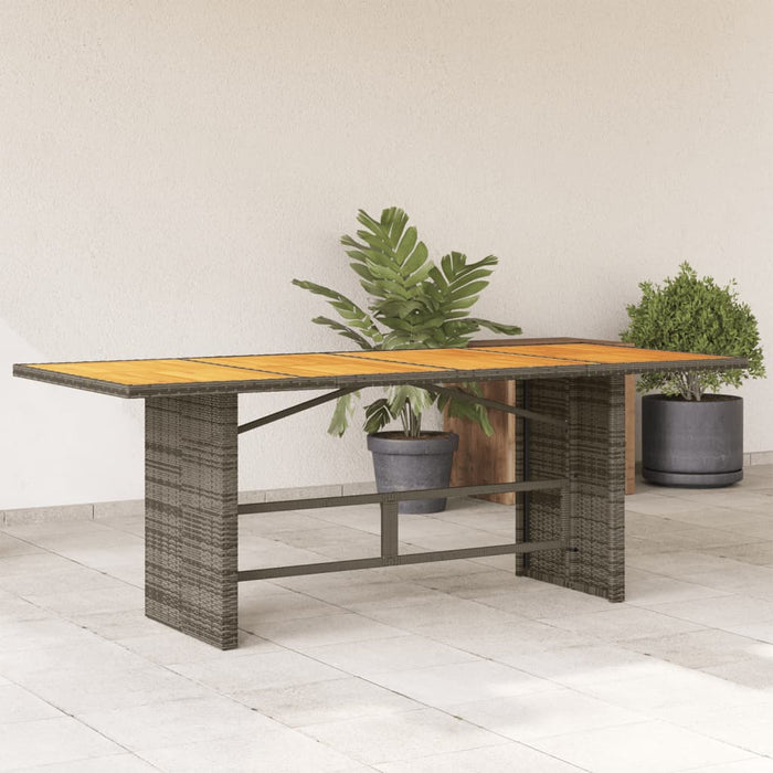 Garden Table With Acacia Wood Top Grey 190X80X75 Cm Poly Rattan Tlplbo