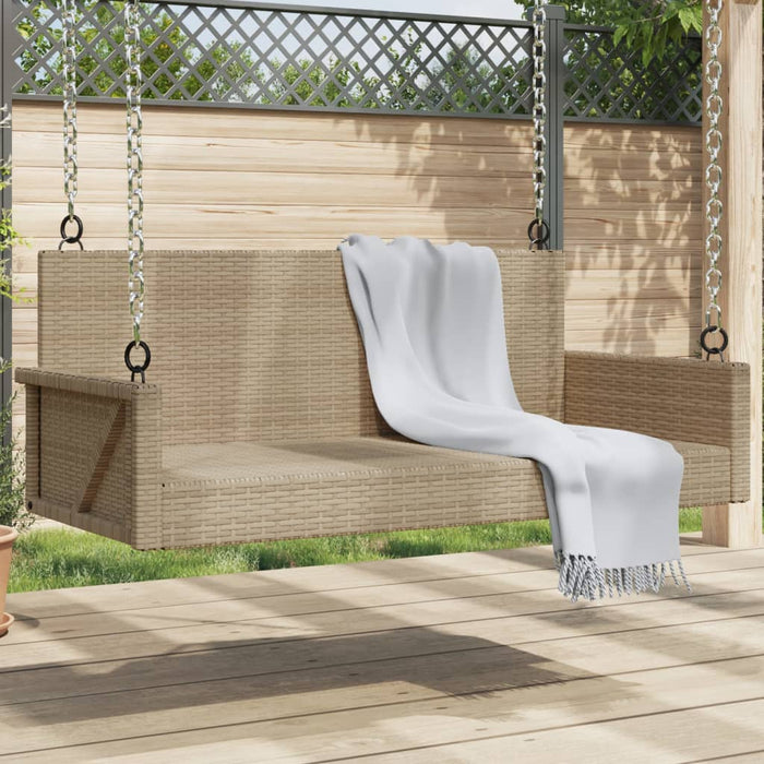 Swing Bench Beige 119X56X48 Cm Poly Rattan Tlplxn
