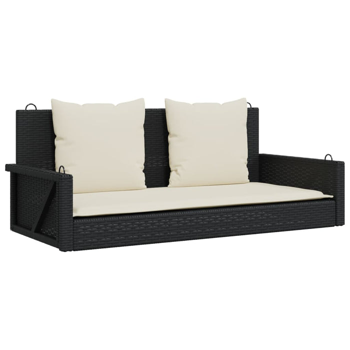 Swing Bench With Cushions Black 119X56X48 Cm Poly Rattan Tlplxk