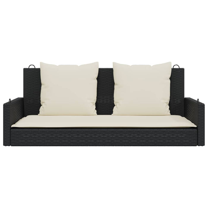 Swing Bench With Cushions Black 119X56X48 Cm Poly Rattan Tlplxk
