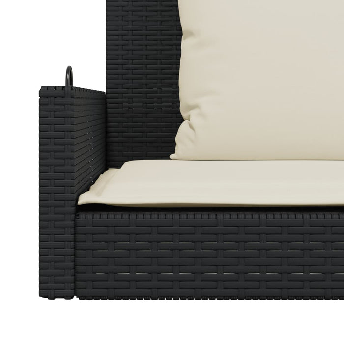 Swing Bench With Cushions Black 119X56X48 Cm Poly Rattan Tlplxk