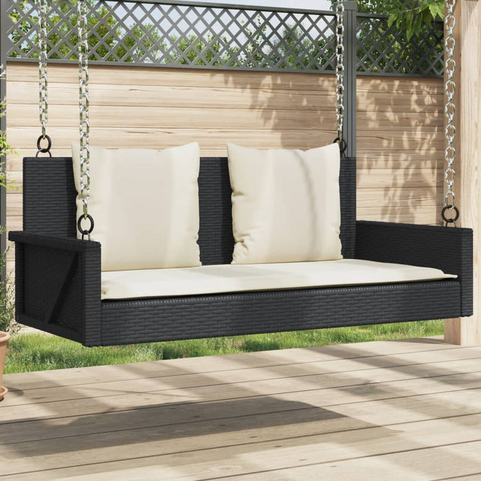Swing Bench With Cushions Black 119X56X48 Cm Poly Rattan Tlplxk