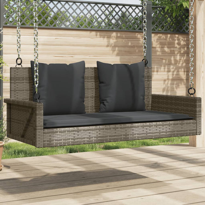 Swing Bench With Cushions Grey 119X56X48 Cm Poly Rattan Tlplto