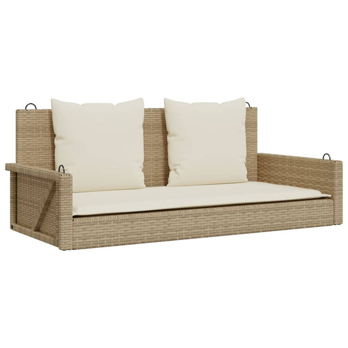 Swing Bench With Cushions Beige 119X56X48 Cm Poly Rattan Tlpltx