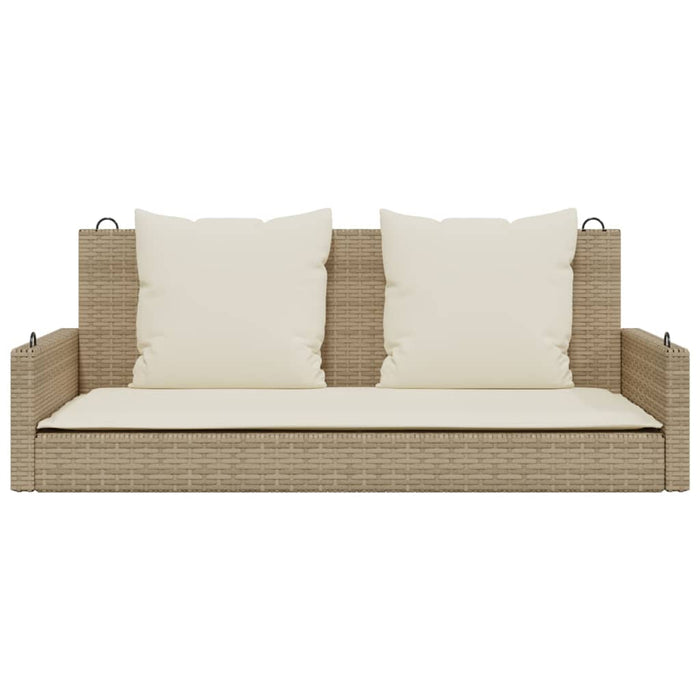Swing Bench With Cushions Beige 119X56X48 Cm Poly Rattan Tlpltx