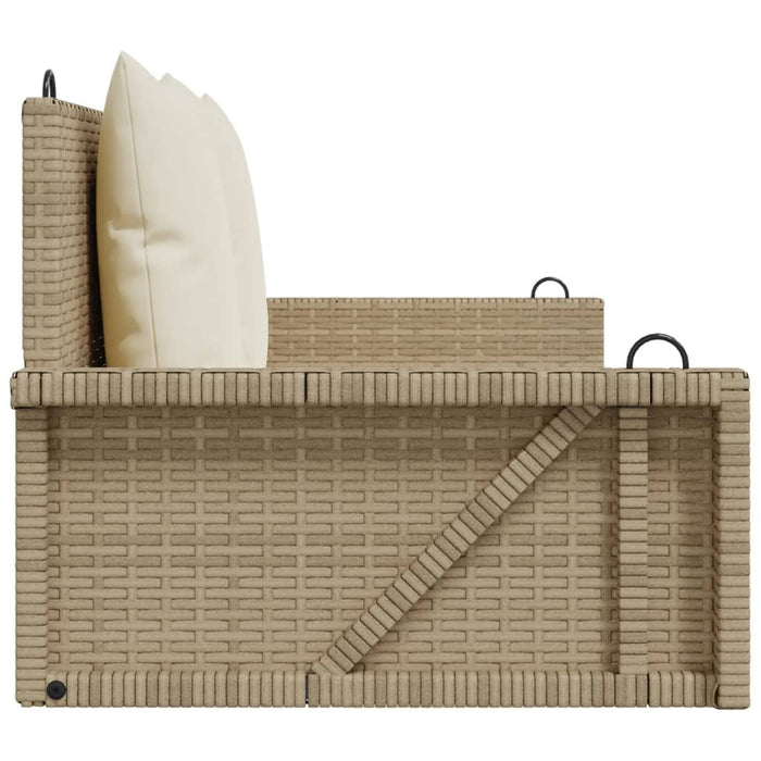 Swing Bench With Cushions Beige 119X56X48 Cm Poly Rattan Tlpltx
