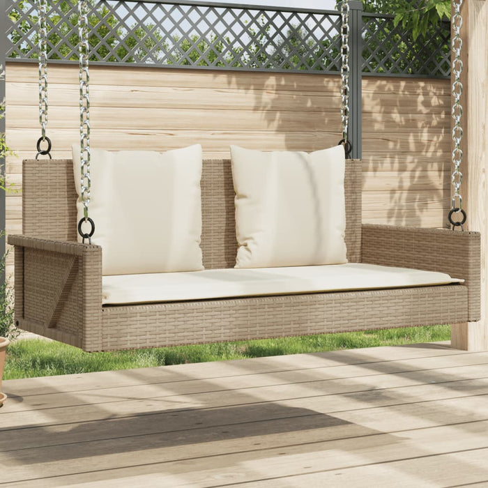 Swing Bench With Cushions Beige 119X56X48 Cm Poly Rattan Tlpltx