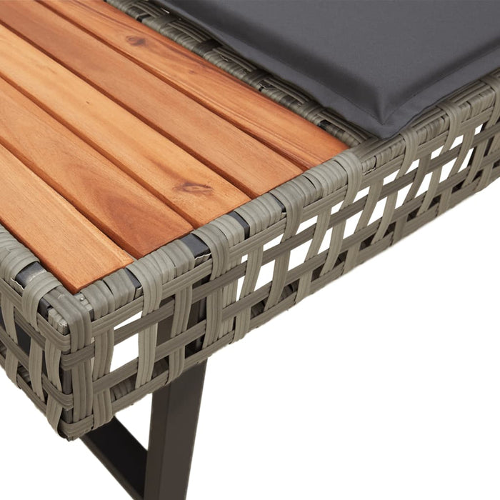 Garden Sofa With Cushions L-Shaped Grey Poly Rattan And Acacia Tlpltp