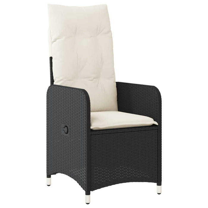 Reclining Garden Chair With Cushions Black Poly Rattan Tlplnb