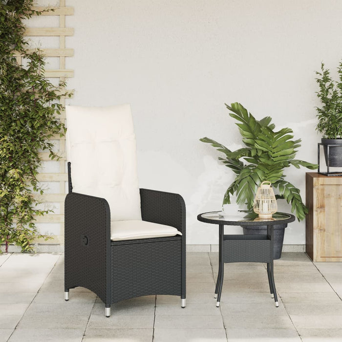 Reclining Garden Chair With Cushions Black Poly Rattan Tlplnb