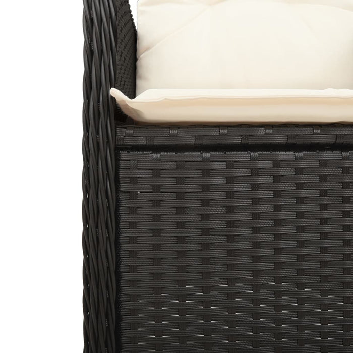 Reclining Garden Chair With Cushions Black Poly Rattan Tlplnb