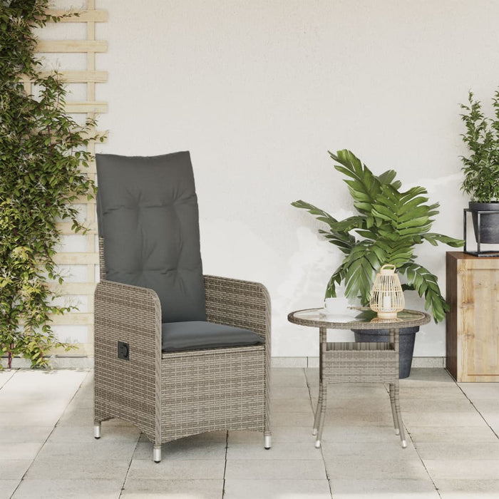 Reclining Garden Chair With Cushions Grey Poly Rattan Tlplnx