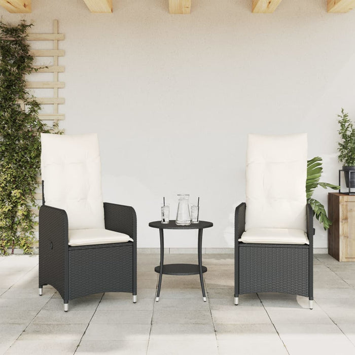 Reclining Garden Chairs 2 Pcs With Cushions Black Poly Rattan Tlplnp