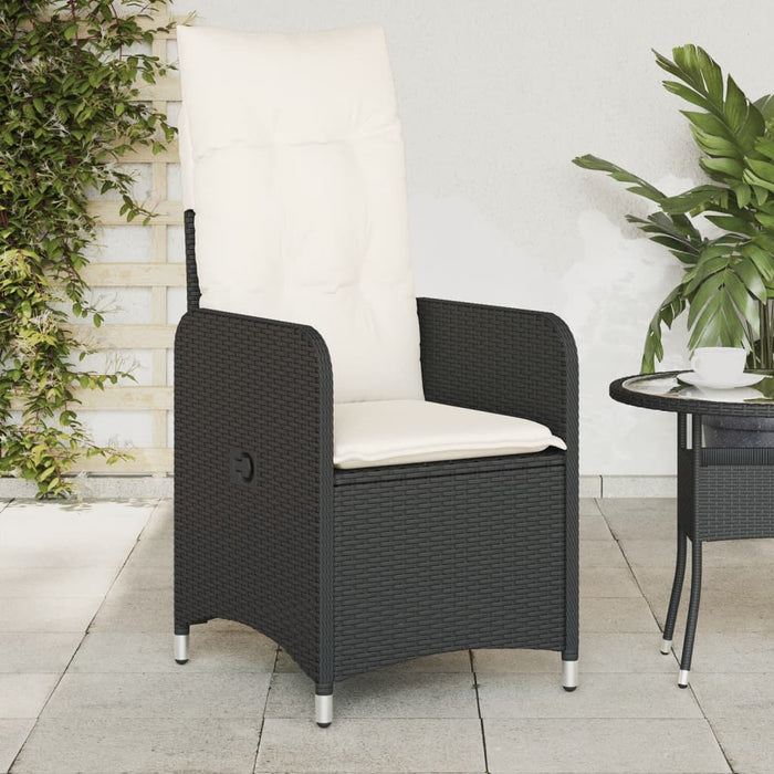 Reclining Garden Chairs 2 Pcs With Cushions Black Poly Rattan Tlplnp